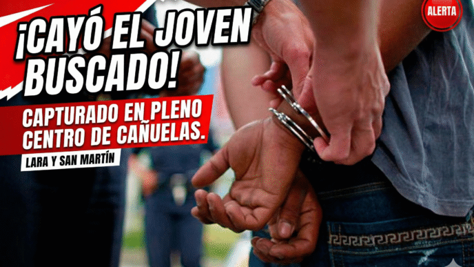 Detención de delincuente buscado en el centro de Cañuelas, esquina Lara y San Martín.