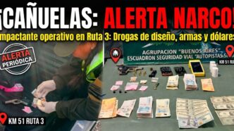 Operativo de Gendarmería en Cañuelas Ruta 3 incauta drogas sintéticas tussi éxtasis y arma de fuego Bersa