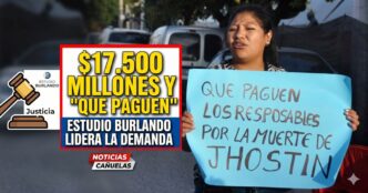 Madre de Jhostin Condori con cartel exigiendo justicia. Escándalo en Cañuelas por demanda millonaria al Municipio en el Caso Jhostin.