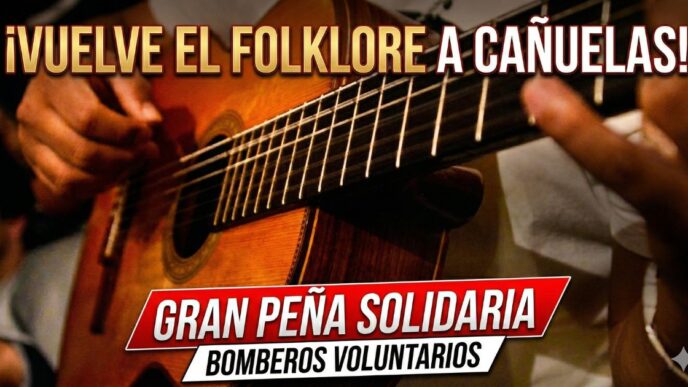 Guitarra en vivo peña solidaria Bomberos Voluntarios Cañuelas vuelve el folklore