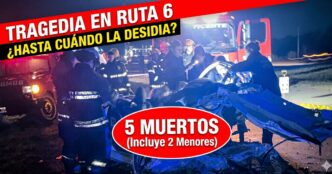 Accidente fatal Ruta 6. Choque trágico entre San Vicente y Cañuelas deja 5 muertos por el pésimo estado del asfalto.