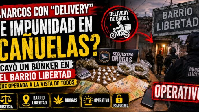 Drogas incautadas y operativo policial durante el allanamiento a un búnker narco en Cañuelas.