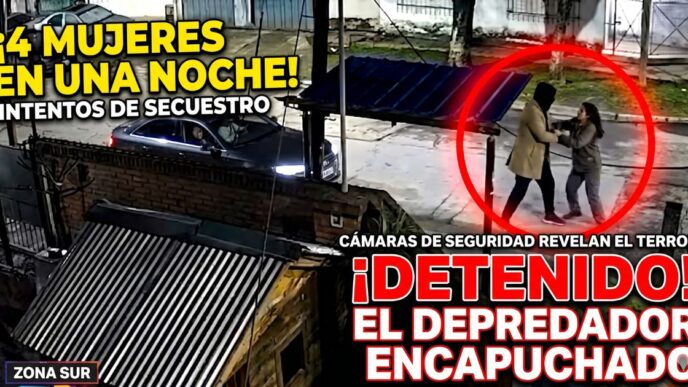 Cámara de seguridad capta el escalofriante intento de secuestro en Cañuelas: un encapuchado ataca a una mujer de madrugada. Inseguridad y zona liberada.