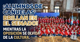 Alumnos de Cañuelas realizando la promesa a la bandera en el Senado Nacional
